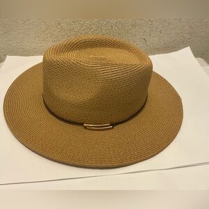 NWOT Furtalk Hat Adult Medium Tan Paper Blend Adjustable Band Fedora Summer Hat